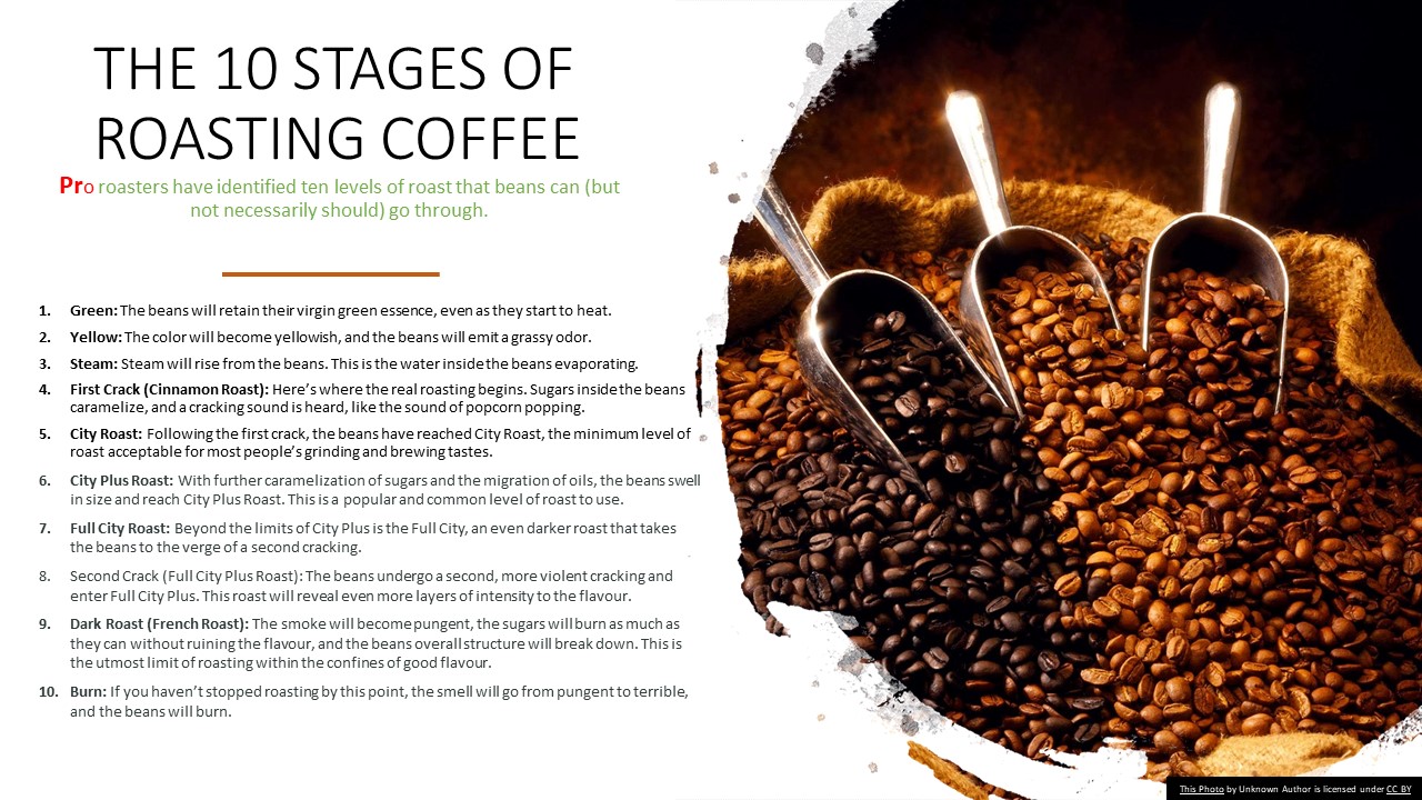 10 Stages of Roasting Coffee Deans Beans